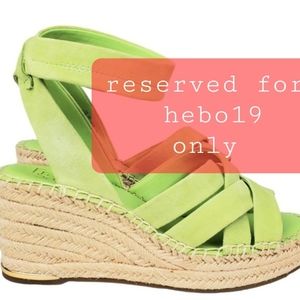 Franco Sarto Carmina Leather Green Espadrille Wedge Sandals Womens Sz 6.5